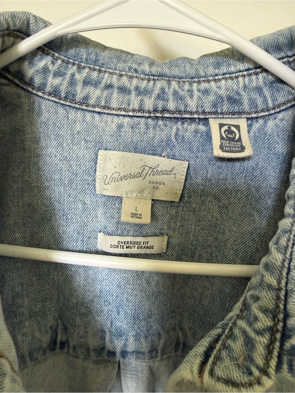 Universal Thread Light Wash Denim Button-Up Shirt - Picture 3 of 3